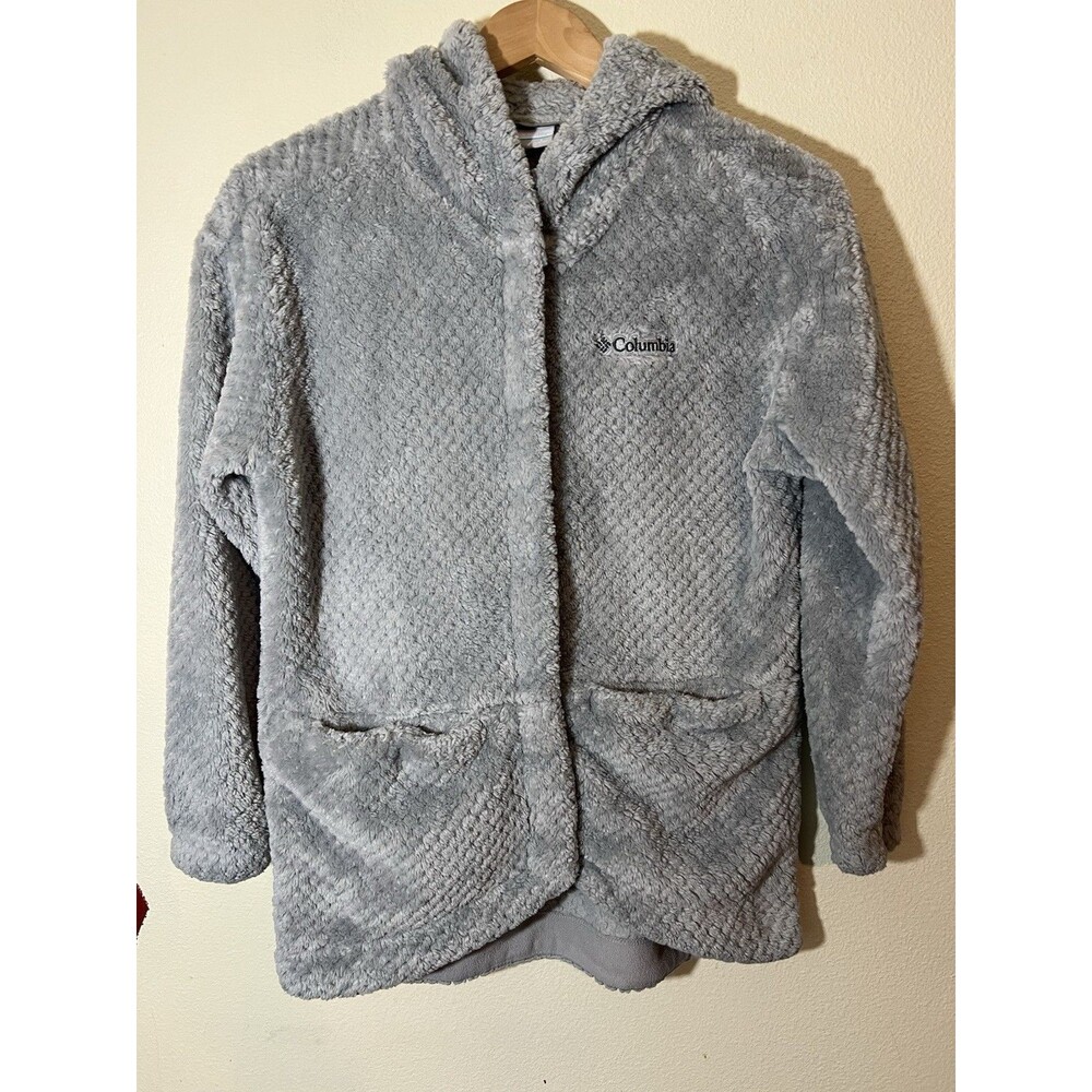 Columbia Girls PLUSH Fleece Hooded Jacket - gray - Size Large 14/16